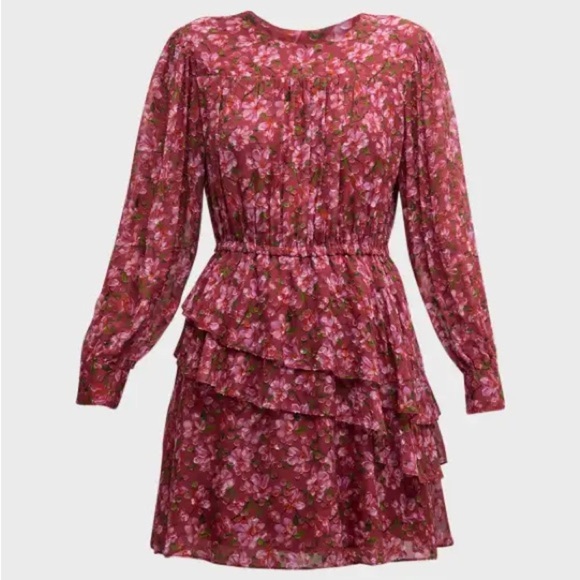 Sachin & Babi Meg Floral Print Ruffle Chiffon Mini Dress Size L Bordbloom NWT - Picture 12 of 12